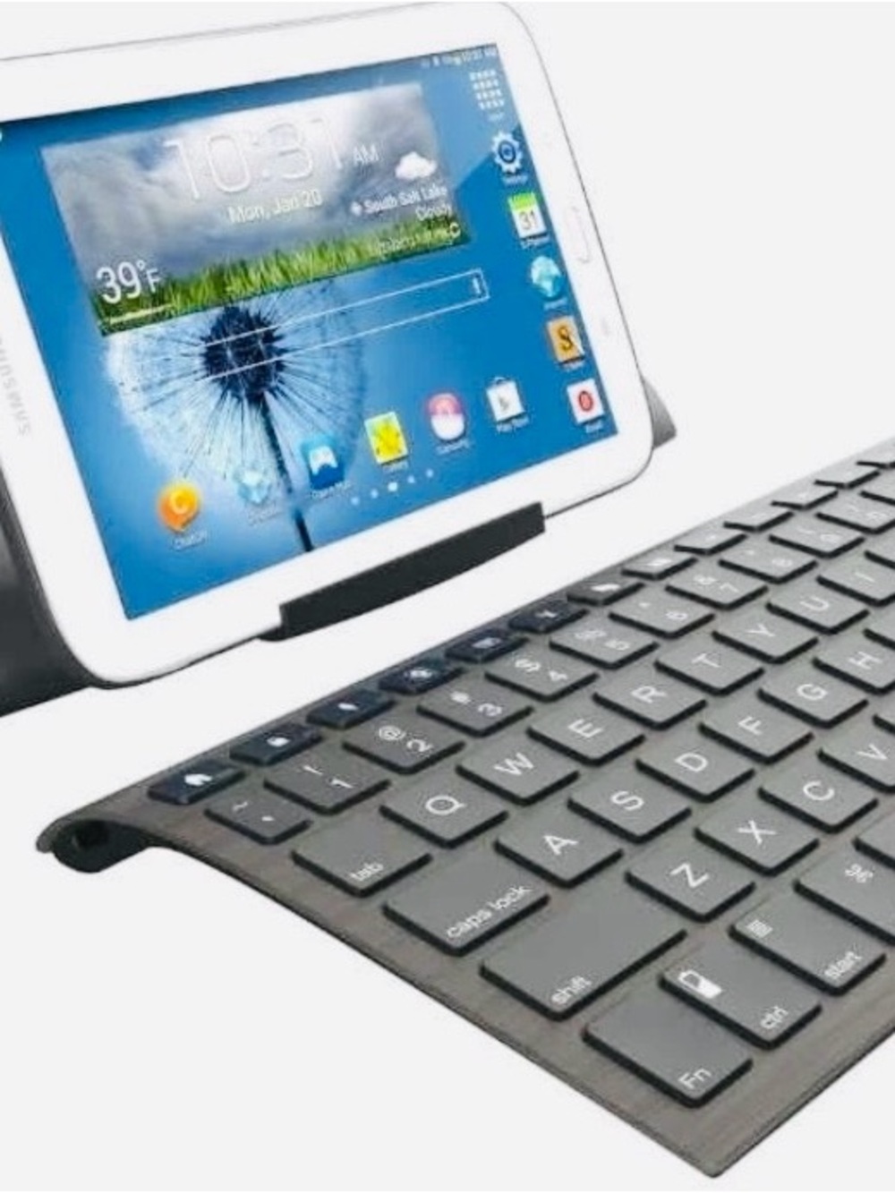 Zagg White Tablet with Black Foldable Keyboard
